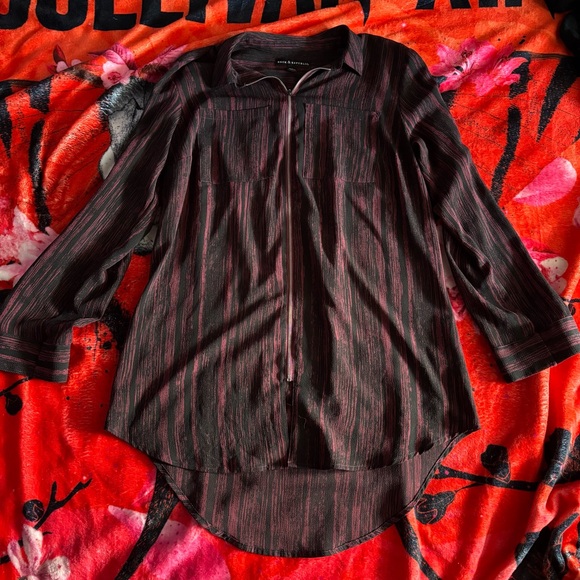Rock & Republic Tops - Rock & Republic Black and Red Zip-Up Blouse